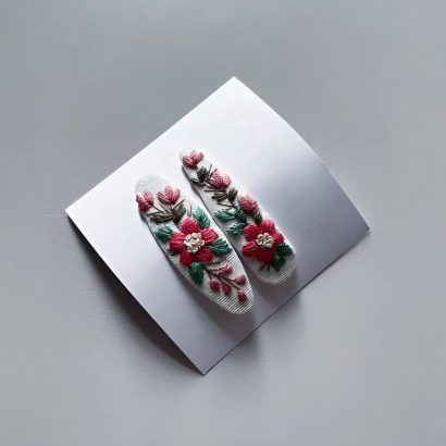 Дитячі заколки для волосся ручна вишивка квіти, 2 шт