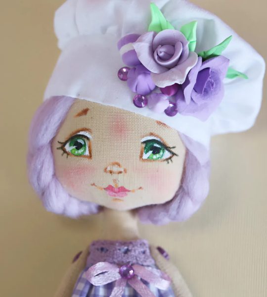 Сувенірна дитяча текстильна лялька кухар кондитер