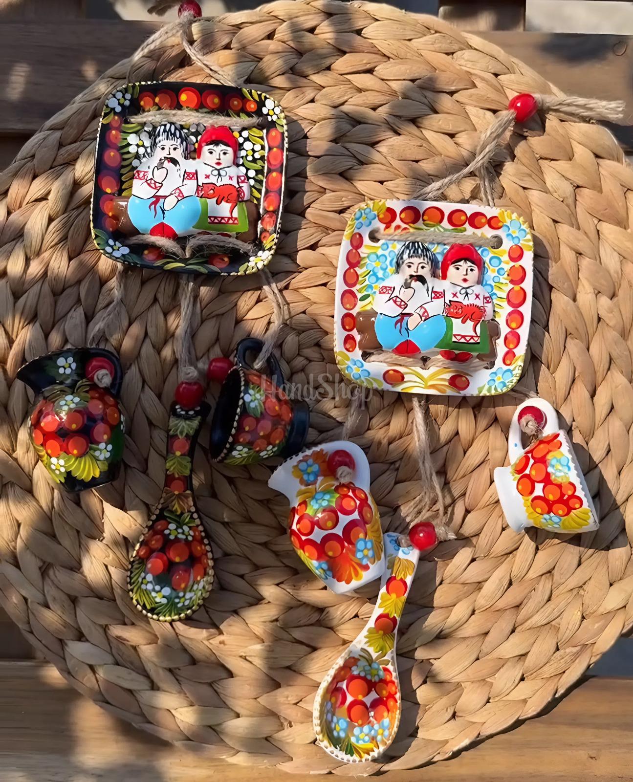 Авторська керамічна підвіска з петриківським розписом пара Авторська керамічна підвіска з петриківським розписом пара