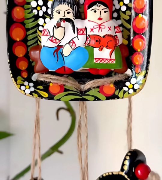 Авторська керамічна підвіска з петриківським розписом пара