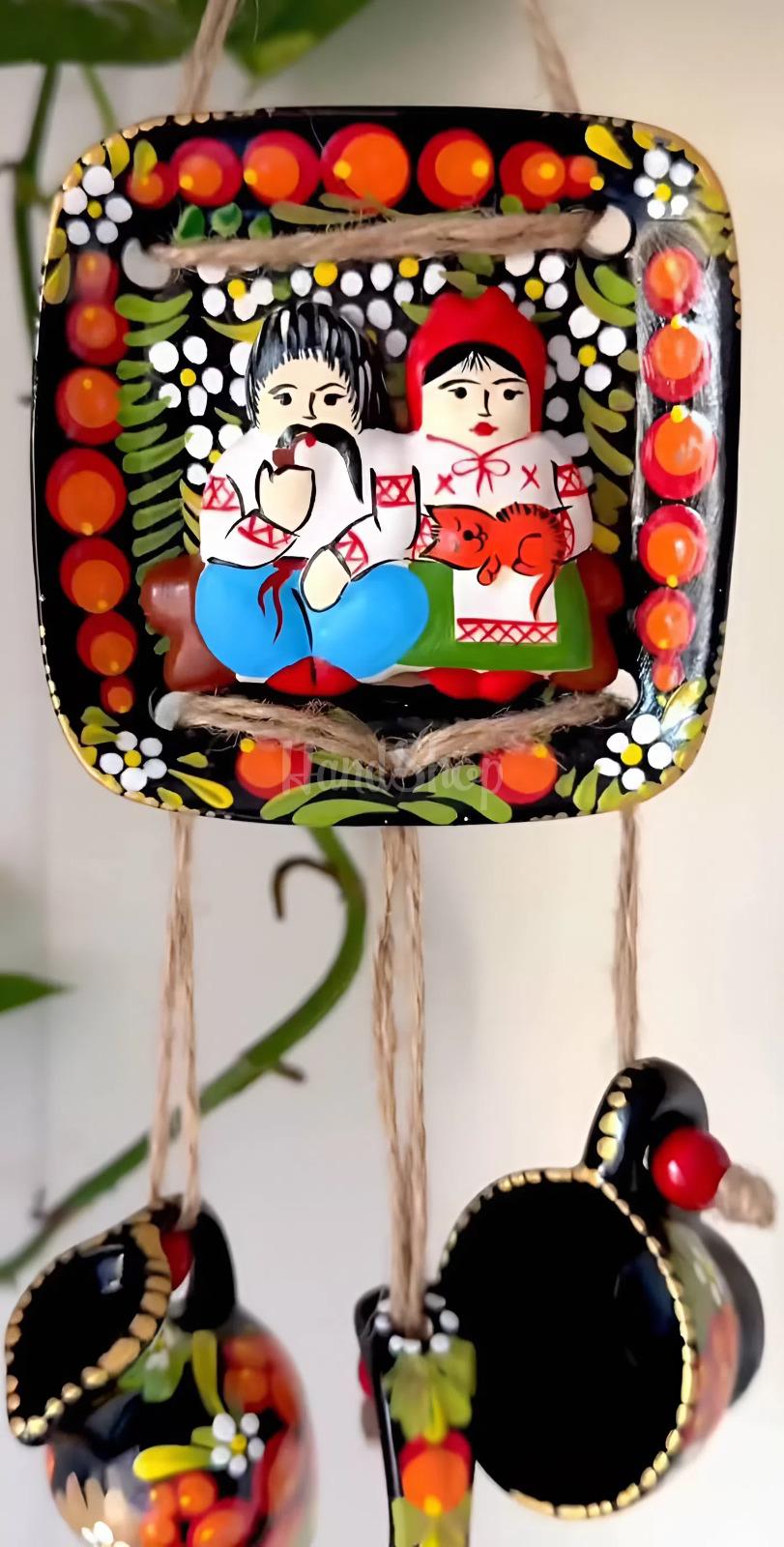 Авторська керамічна підвіска з петриківським розписом пара Авторська керамічна підвіска з петриківським розписом пара