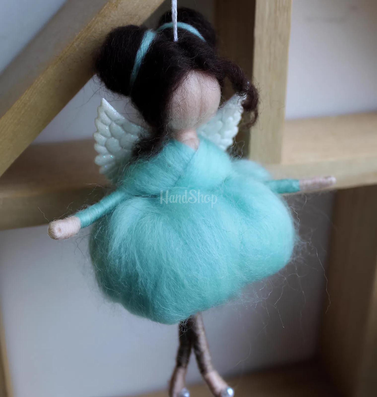 Авторська лялька ангел підвіска у бірюзовій сукні сувенір Авторська лялька ангел підвіска у бірюзовій сукні сувенір