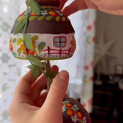 Керамічна підвіска українська хатинка петриківський розпис