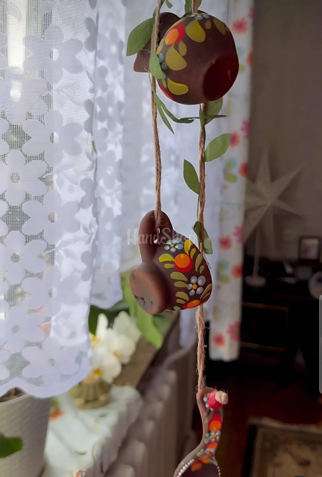 Керамічна підвіска українська хатинка петриківський розпис Керамічна підвіска українська хатинка петриківський розпис