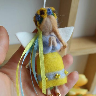 Авторська міні лялька підвіска янгол блондинка Ukraine