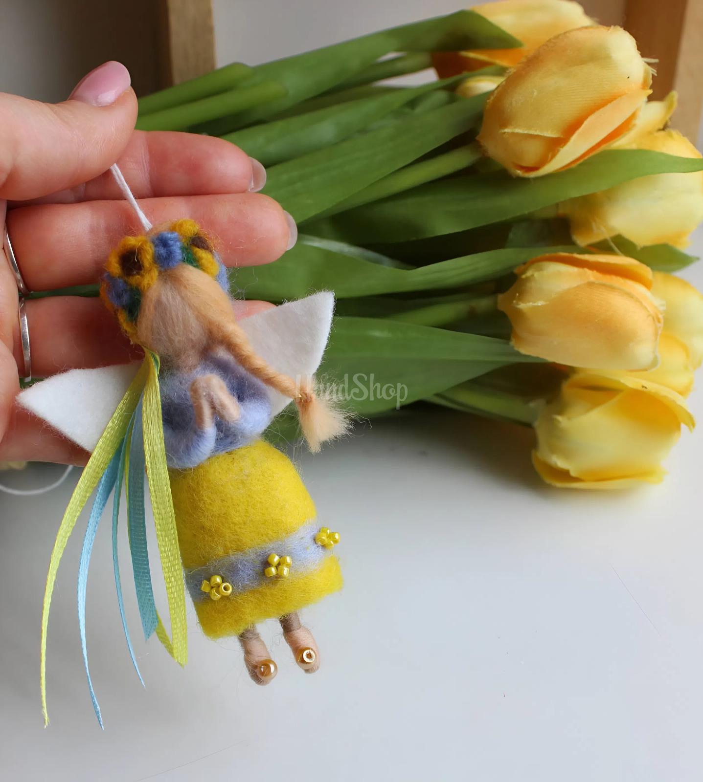 Авторська міні лялька підвіска янгол блондинка Ukraine Авторська міні лялька підвіска янгол блондинка Ukraine