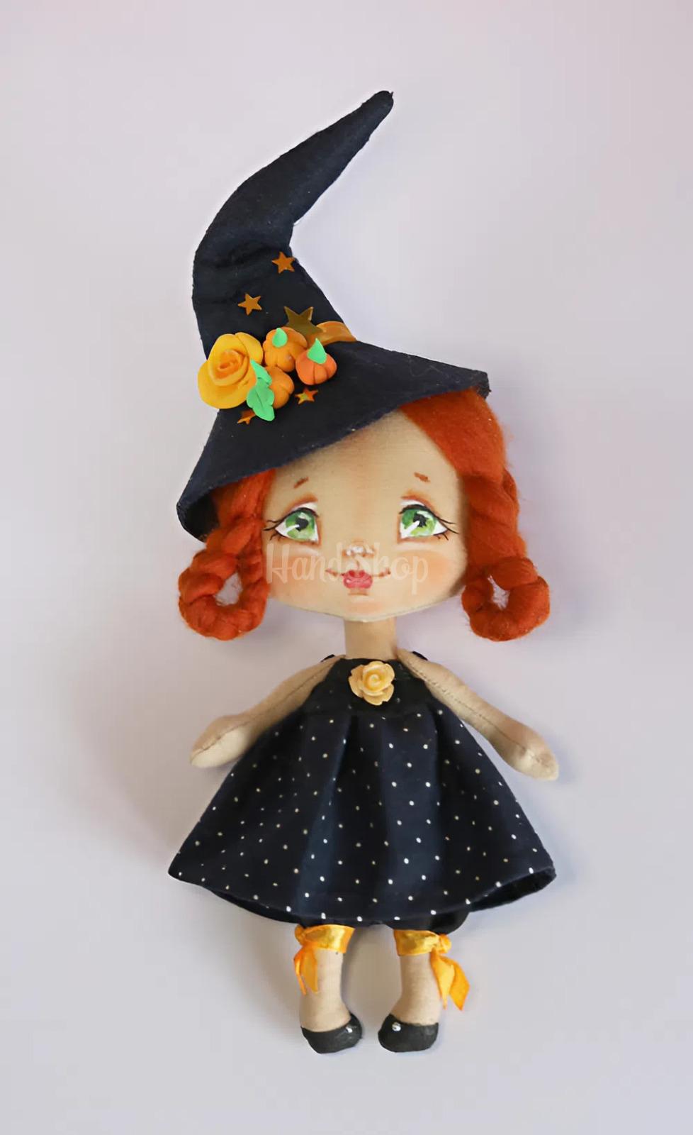 Відьмочка авторська інтер’єрна сувенірна лялька рудоволоса Відьмочка авторська інтер’єрна сувенірна лялька рудоволоса