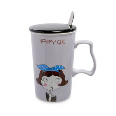 Большая чашка подарочная фарфор happy girl