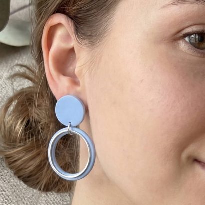 Жіночі святкові блакитні сережки геометричні круглі