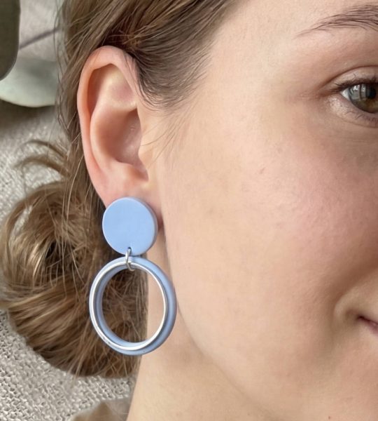 Жіночі святкові блакитні сережки геометричні круглі