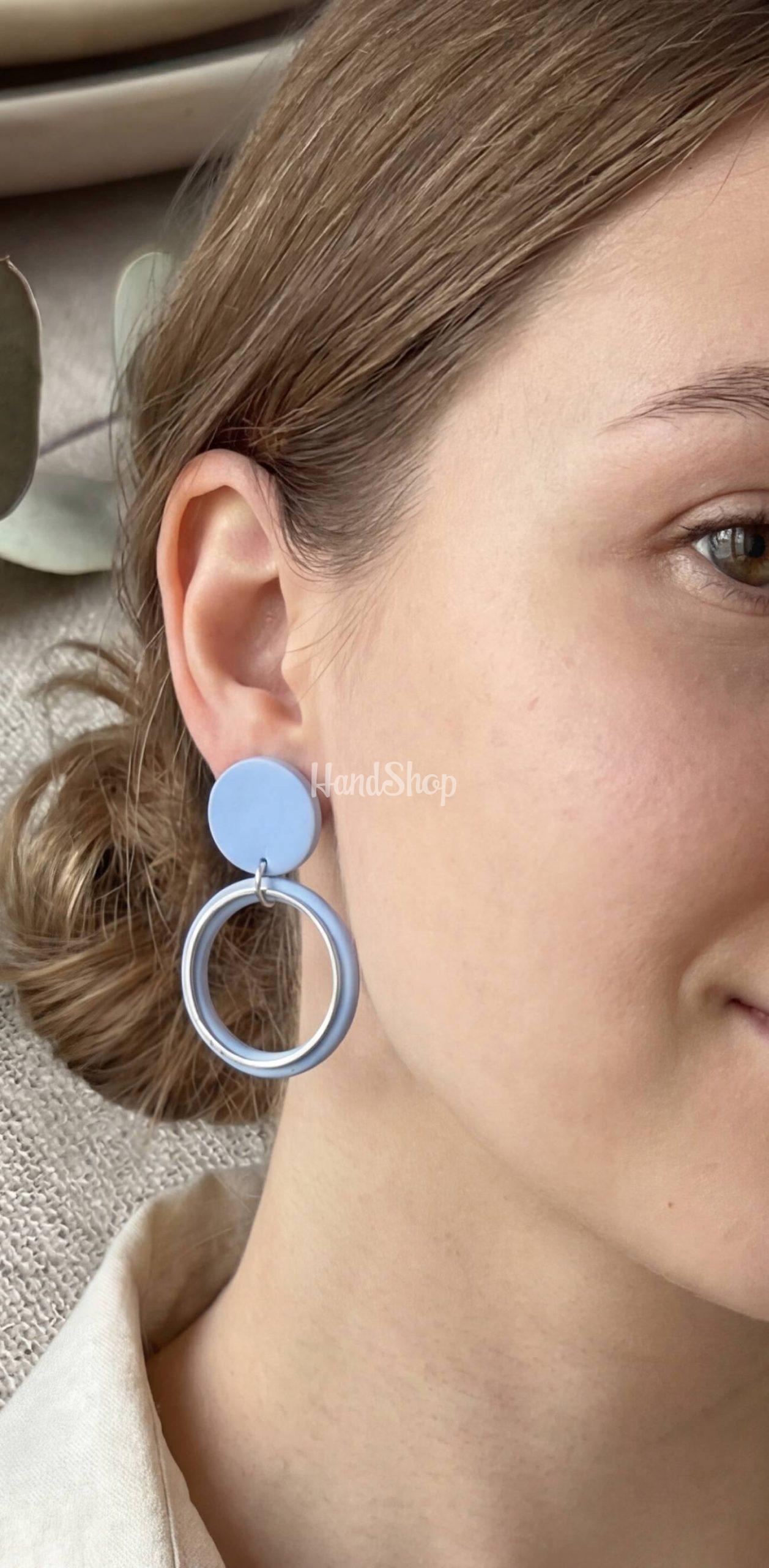 Жіночі святкові блакитні сережки геометричні круглі Жіночі святкові блакитні сережки геометричні круглі