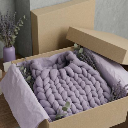 В'язана жіноча фіолетова сумка Маршмелоу тренд 2026