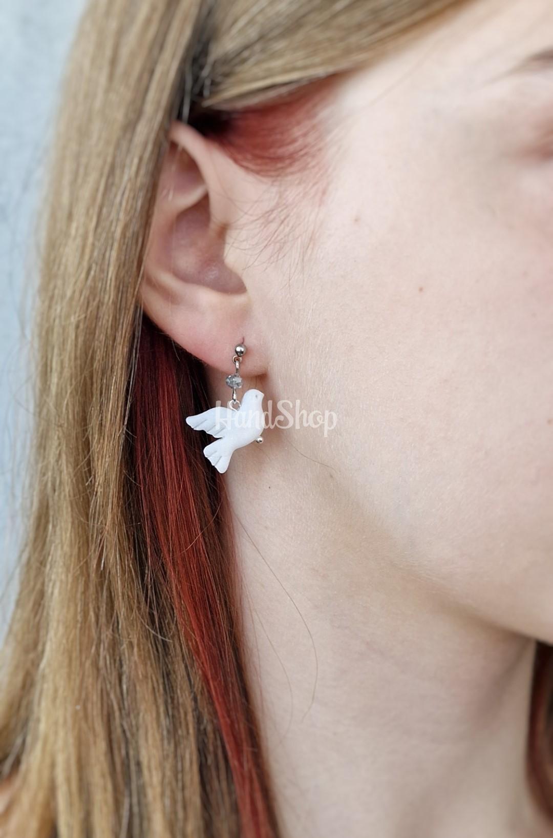 Комплект сережки та кулон горлиці з полімерної глини Комплект сережки та кулон горлиці з полімерної глини