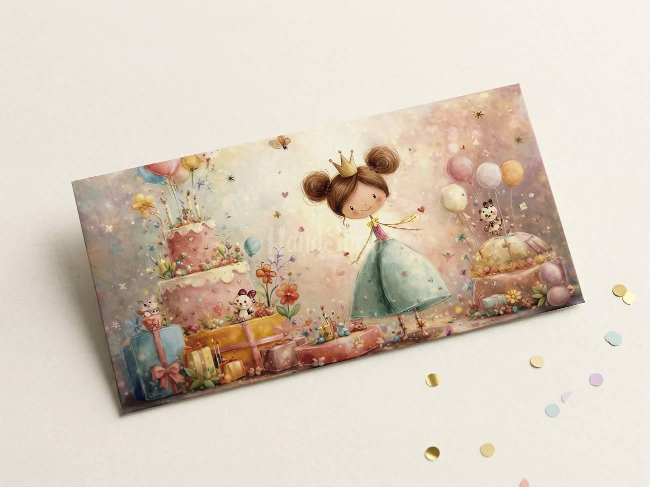 Дитячий конверт для грошей для дівчинки на день народження Дитячий конверт для грошей для дівчинки на день народження