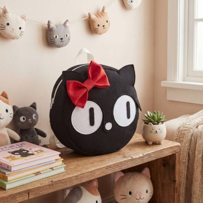 Дитячий рюкзак чорна кішка червоний бант фетр 20 х 20 см
