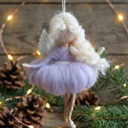 Сувенірна лялька ангел білявка кудрява підвіска вовна