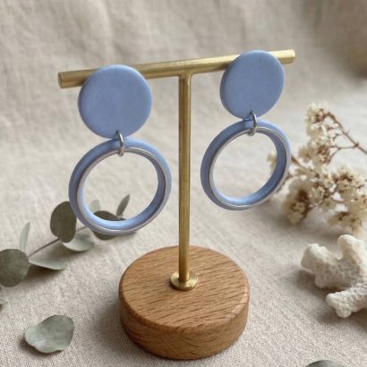 Жіночі святкові блакитні сережки геометричні круглі