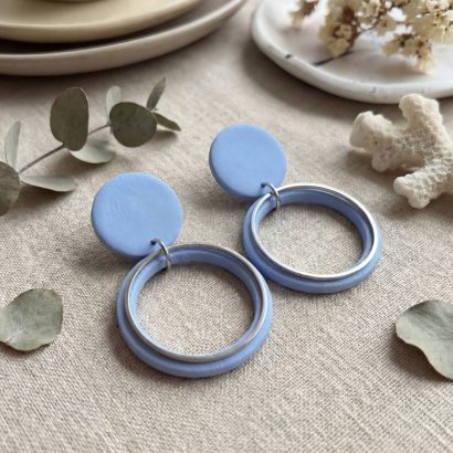 Жіночі святкові блакитні сережки геометричні круглі