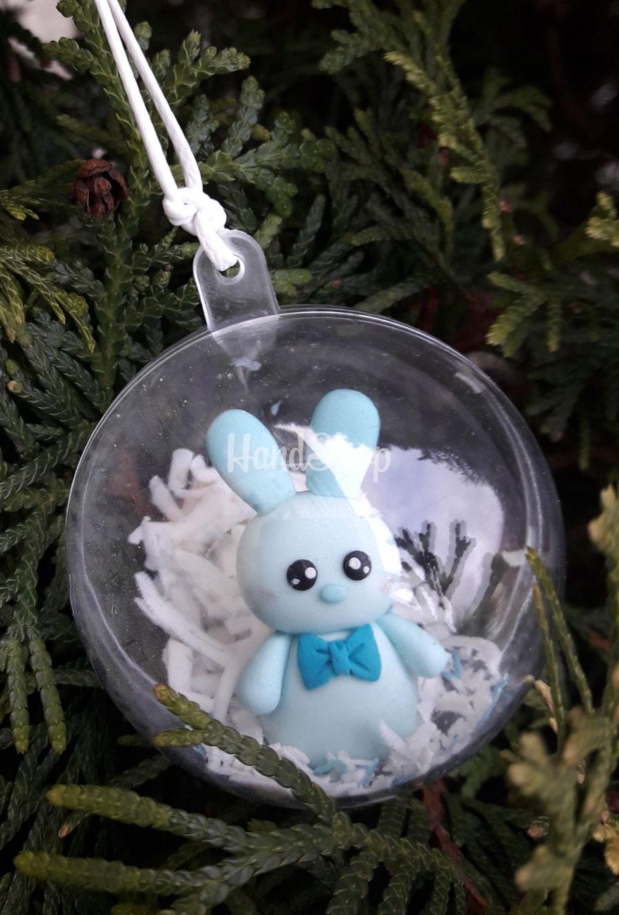Набор прозрачных шарок на елку с зайчиками Набор прозрачных шарок на елку с зайчиками