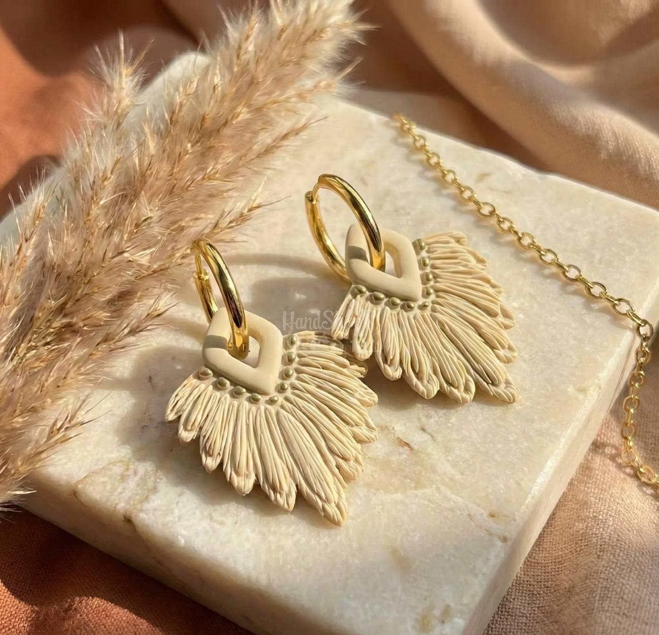 Стильні жіночі сережки з полімерної глини в стилі бохо Стильні жіночі сережки з полімерної глини в стилі бохо