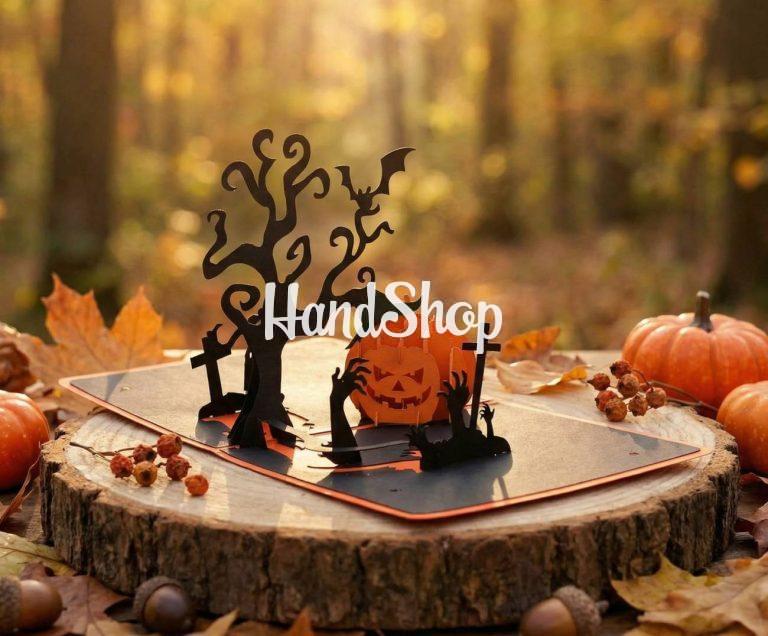 Авторская 3d открытка дерево и тыква Halloween BOO — фото 1