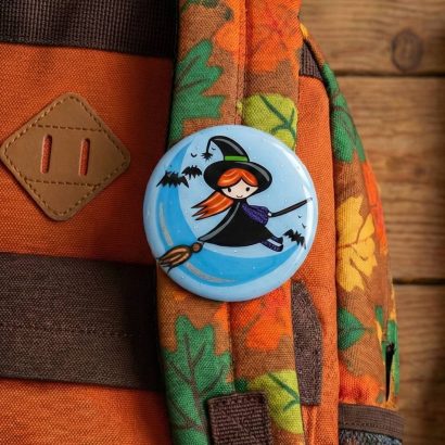 Дитяча брошка відьмочка halloween руда дівчинка ручний розпис