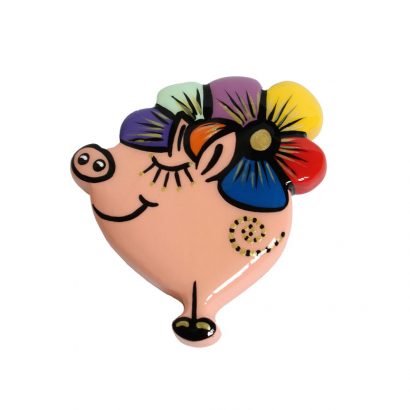 Украшения из дерева детская брошка свинка