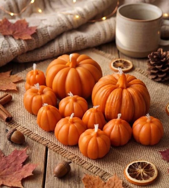 Набір міні свічок гарбузики Halloween бджолиний віск, 3 шт!