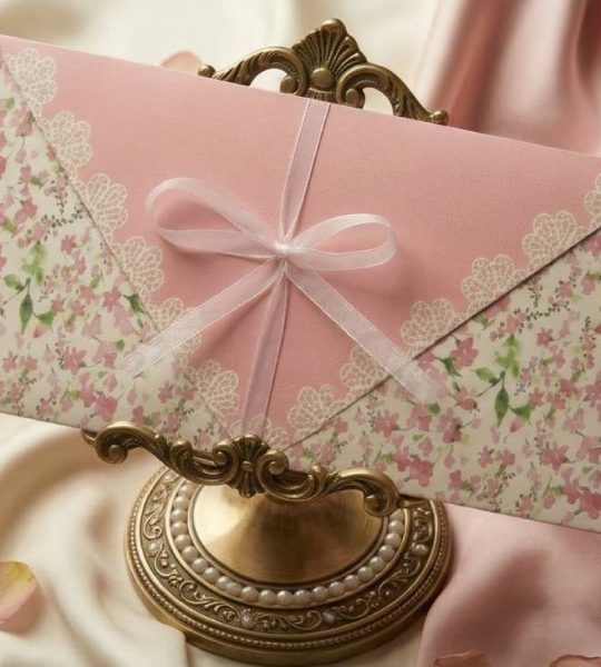 Весільний красивий конверт для грошей рожеві квіти