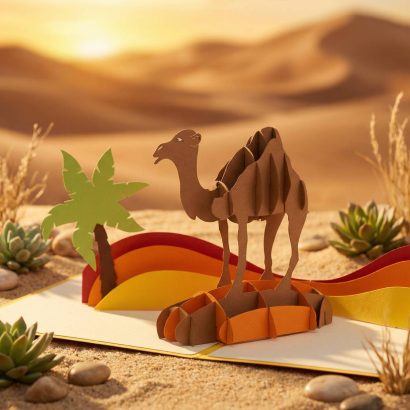 Об'ємна 3d листівка другові мандрівник верблюд пустеля