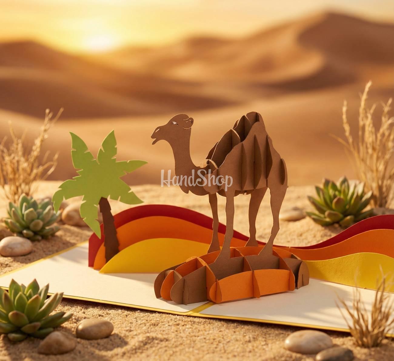 Об'ємна 3d листівка другові мандрівник верблюд пустеля Об'ємна 3d листівка другові мандрівник верблюд пустеля