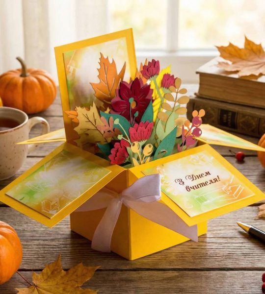 3d листівка коборочка з днем вчителя об'ємні квіти