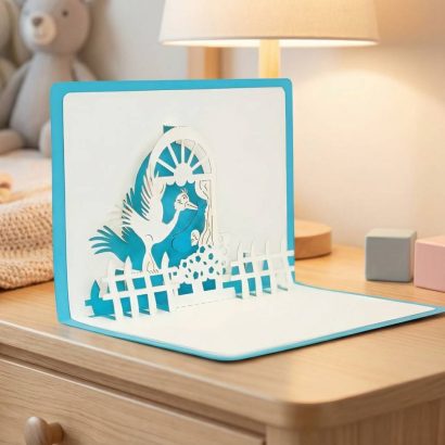 3d вітальна блакитна листівка для новонародженого хлопчика