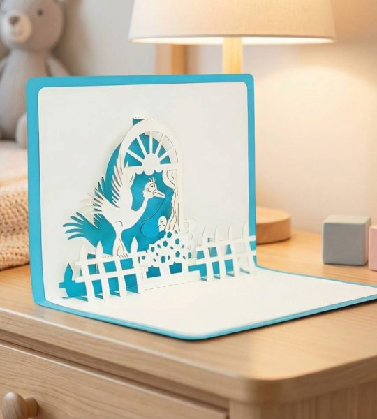 3d вітальна блакитна листівка для новонародженого хлопчика