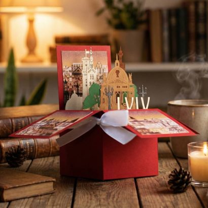 Сувенірна листівка коробочка 3d місто Львів Україна