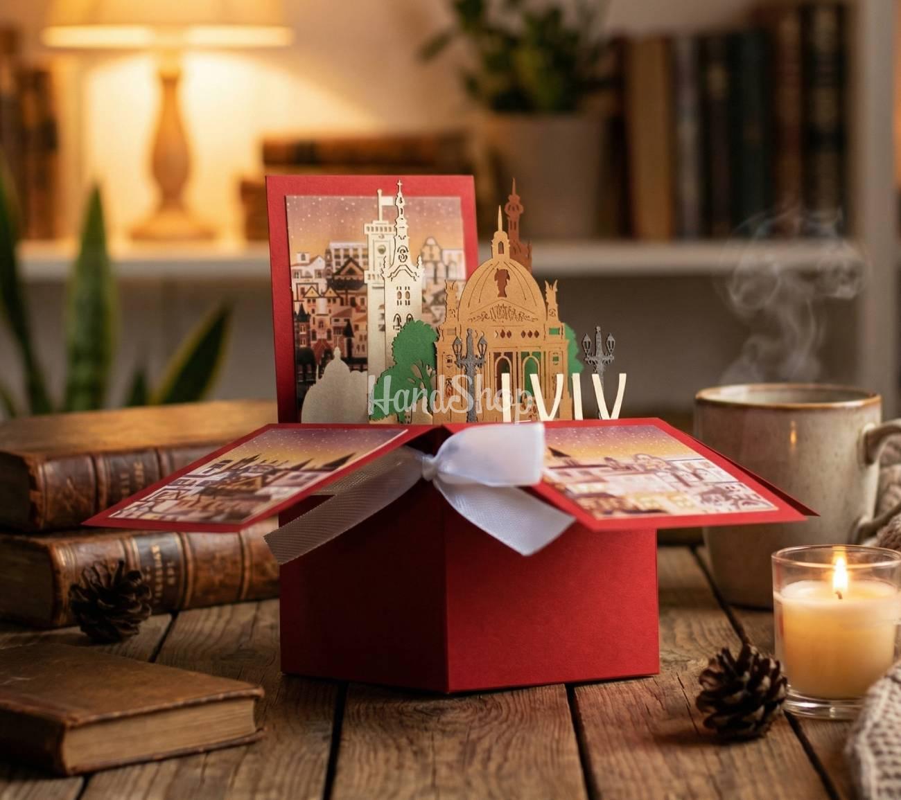 Сувенірна листівка коробочка 3d місто Львів Україна Сувенірна листівка коробочка 3d місто Львів Україна