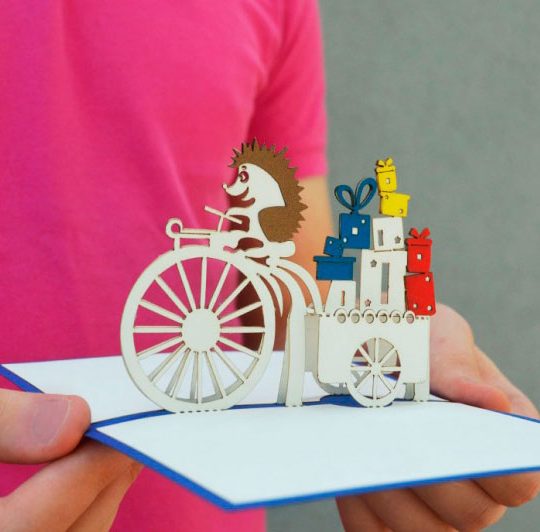 3d открытка на день рождение детская Ёжик в тумане