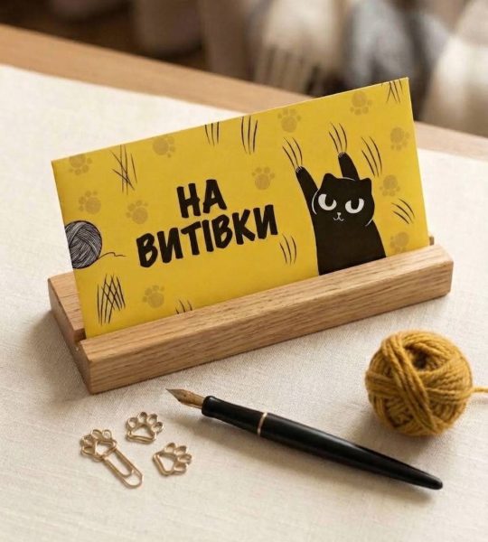 Красивый конверт для денег котик день рождения