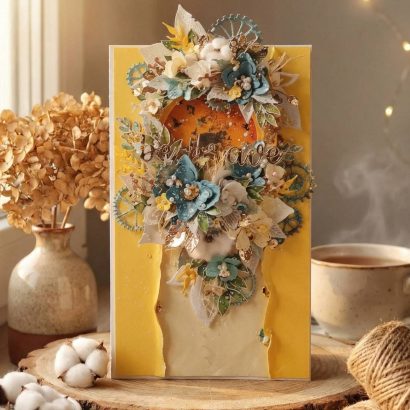 Листівка ручної роботи на день народження об'ємна квіти