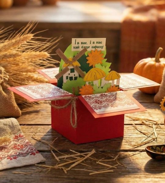 3d сувенір листівка коробочка традиційне українське село