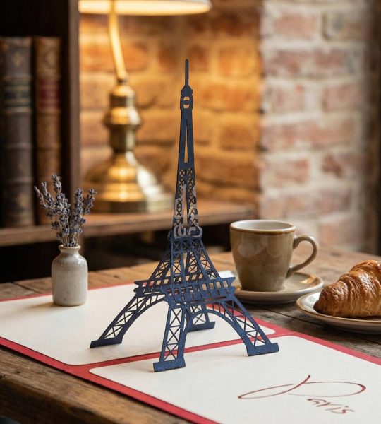 Об’ємна 3d листівка ручної роботи Париж Ейфелева вежа