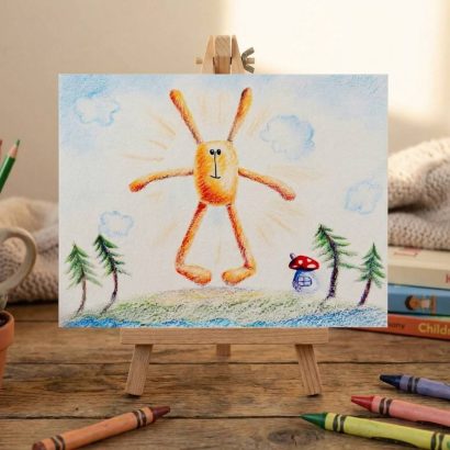 Дитяча мальована двостороння вітальна листівка сонечко