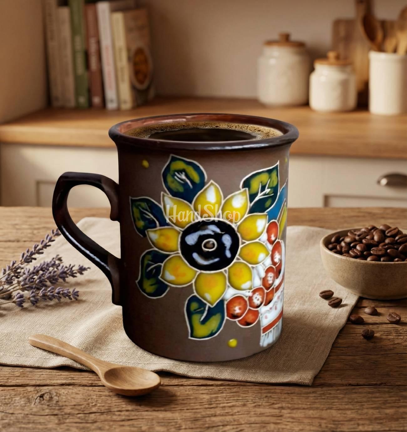 Керамічна чашка рушничок, калина, соняшник, прапор Керамічна чашка рушничок, калина, соняшник, прапор