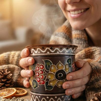 Керамічна сувенірна чашка українські соняшники, калина