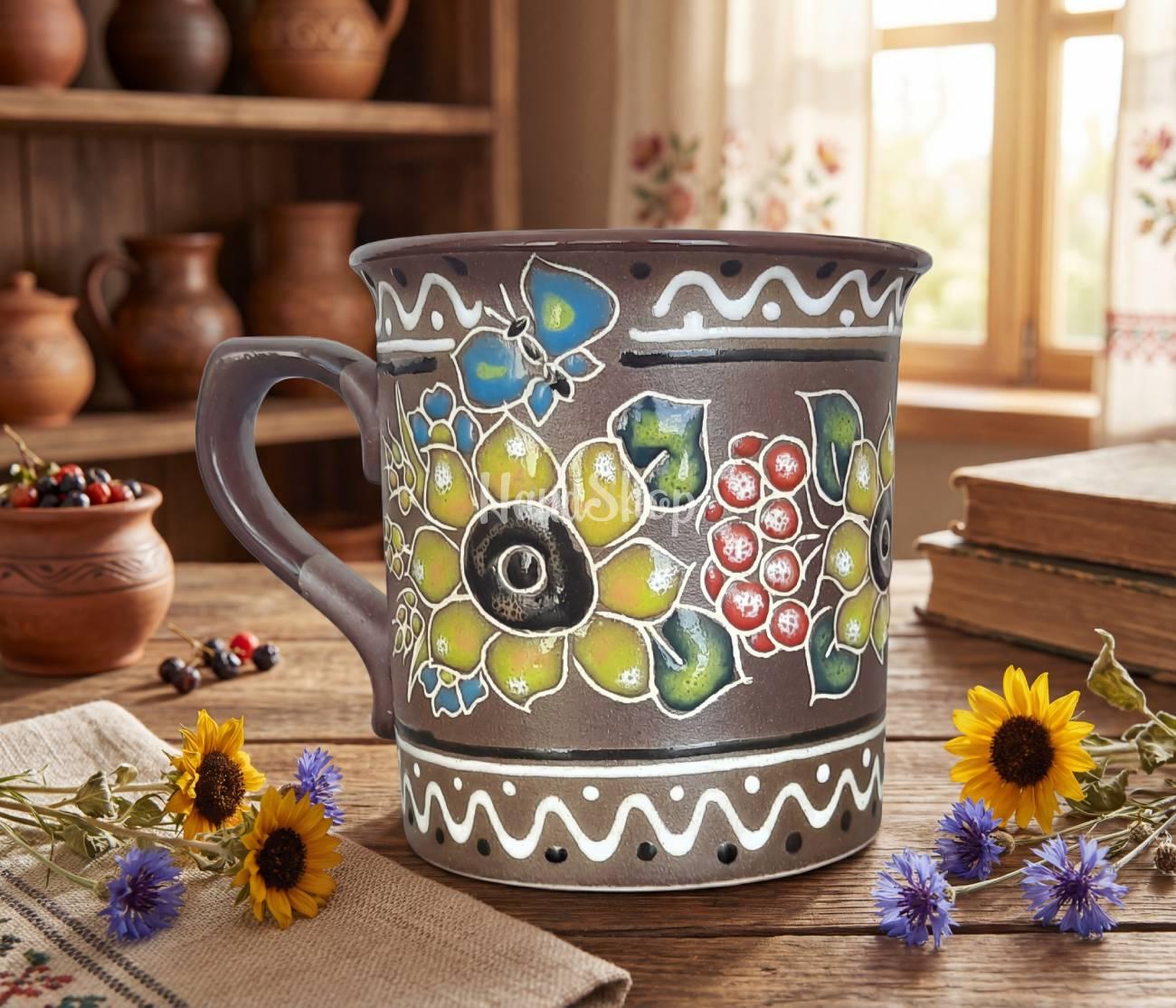 Керамічна сувенірна чашка українські соняшники, калина Керамічна сувенірна чашка українські соняшники, калина