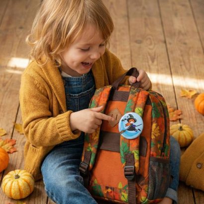 Дитяча брошка відьмочка halloween руда дівчинка ручний розпис