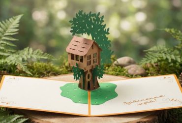 Авторська оригінальна дитяча 3D листівка будиночок на дереві - маленька казка, яка оживає у ваших руках