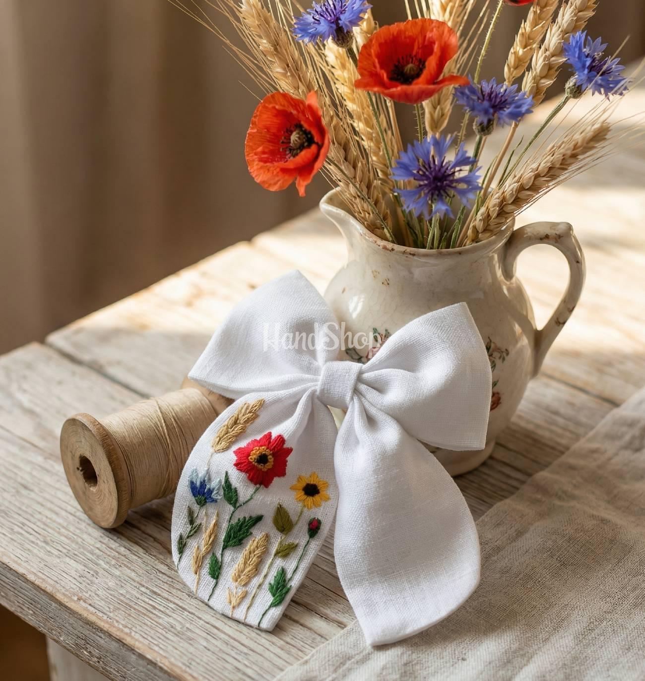 Дитячий красивий бантик для волосся квіти ручна вишивка Дитячий красивий бантик для волосся квіти ручна вишивка