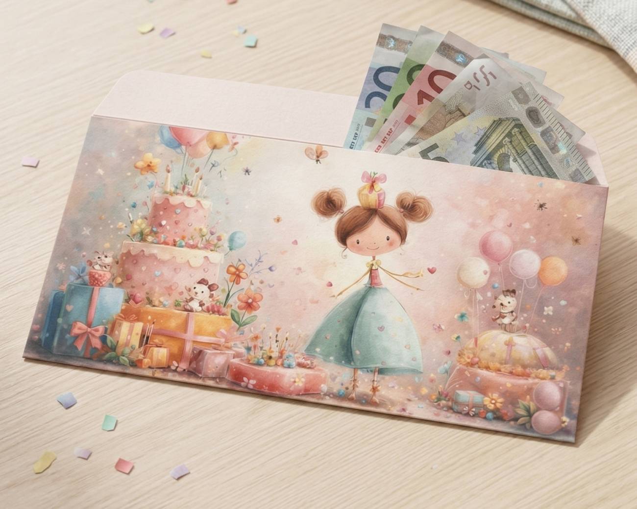 Дитячий святковий конверт, який перетворює звичайний подарунок для вашої дівчинки на маленьке диво