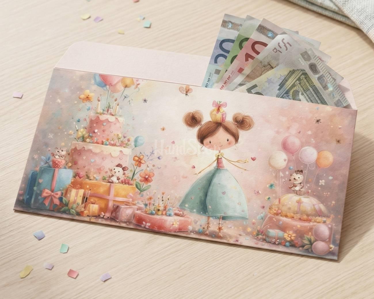 Дитячий конверт для грошей для дівчинки на день народження Дитячий конверт для грошей для дівчинки на день народження